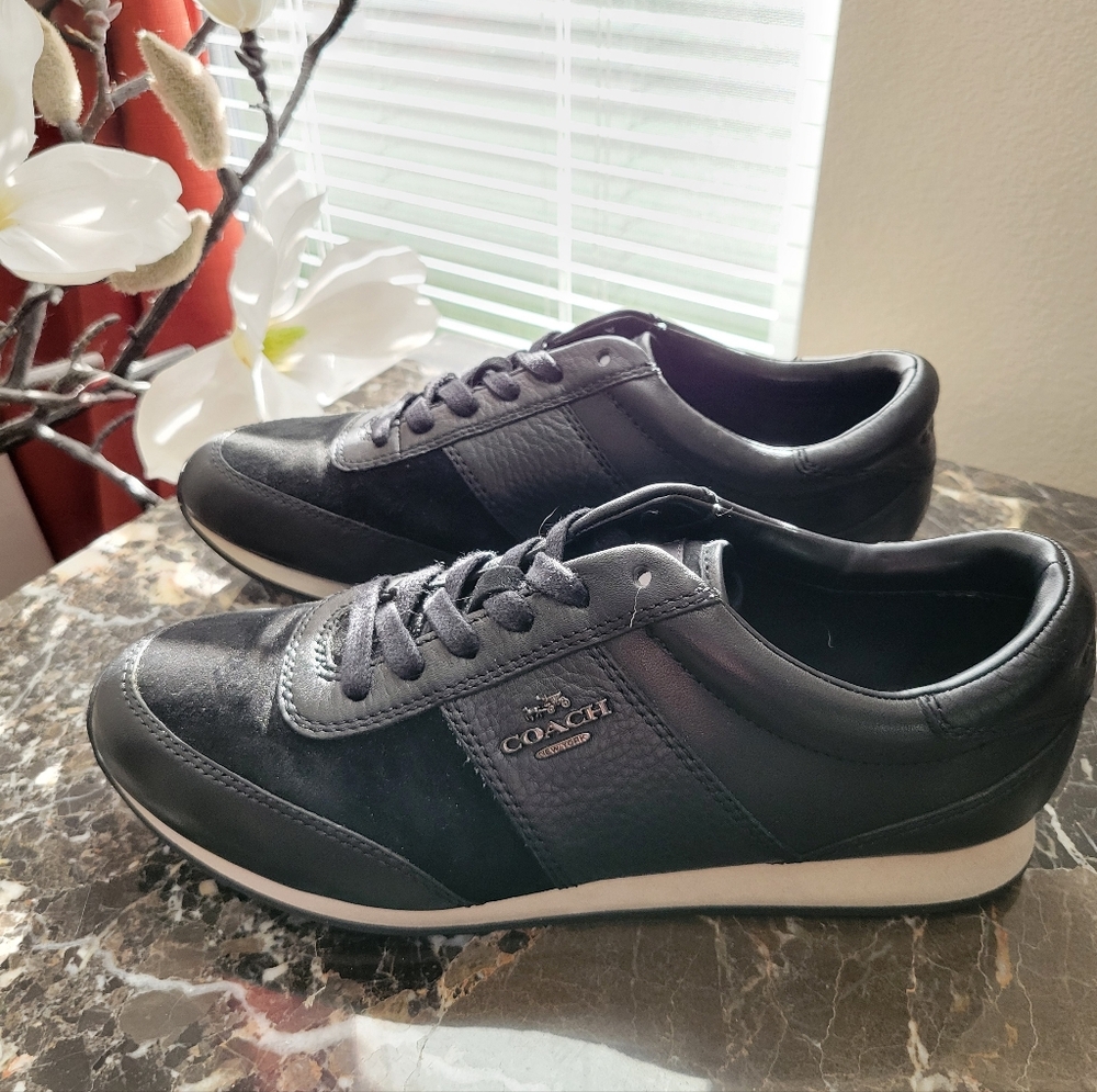 Coach Black Leather and Suede Sneakers